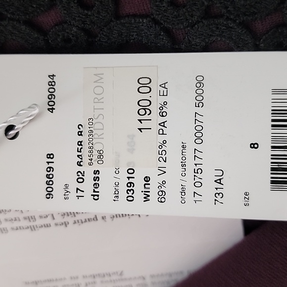 NWT AKRIS PUNTO Wine Sheath Dress w/ Black Embroidered Accent - Picture 14 of 16